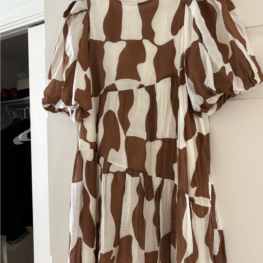 Moon River Brown and White Dress